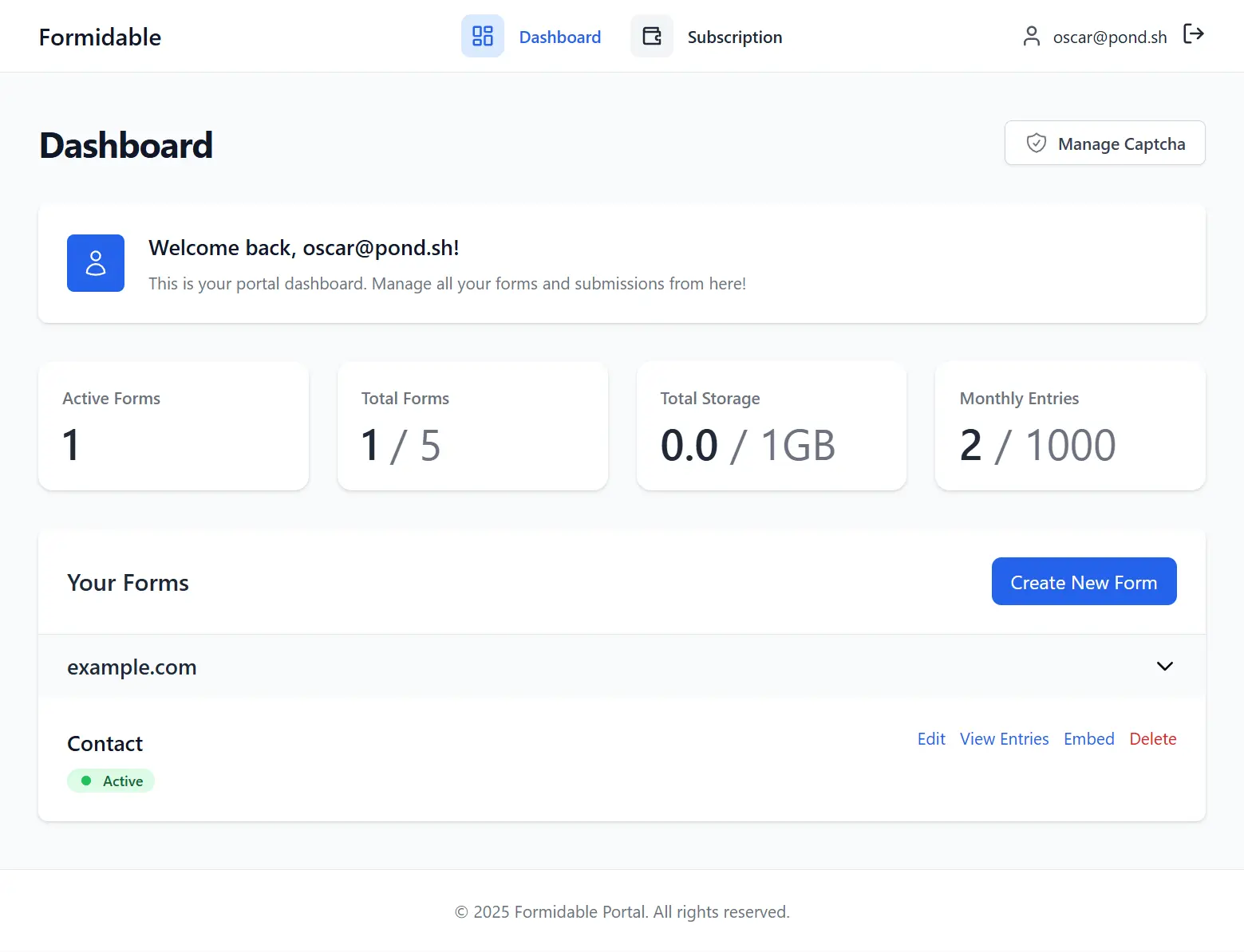 Formidable Dashboard